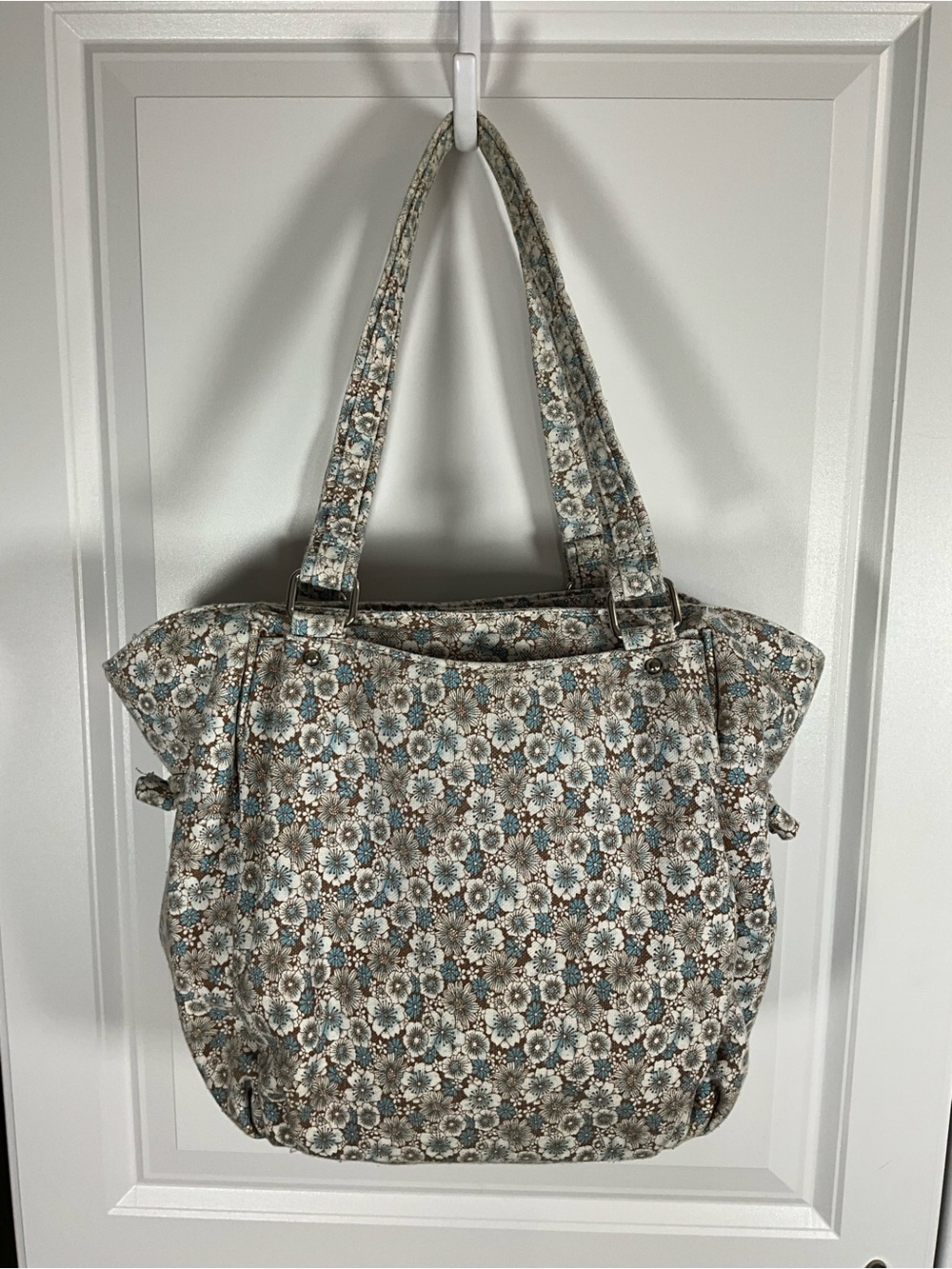 Seven Days Floral Quilted Shoulder Bag in Blue and Brown